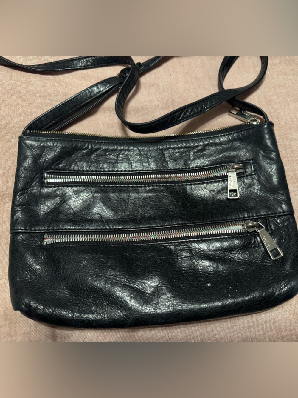 Hobo black leather crossbody